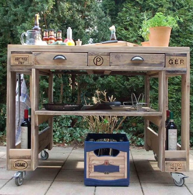 Wooden Wheels Organize Grilling Essentials