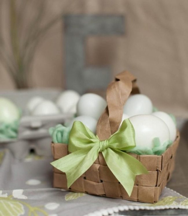 Woven Brown Baskets White Eggs