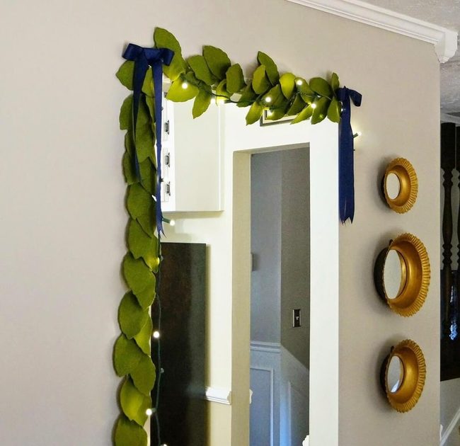 Green Felt Garland Glows Bright