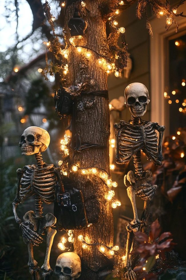 Plastic Skeletons In Tattered Clothes