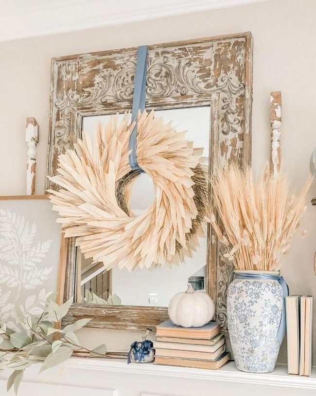 Blue Vase Dried Grasses Rising