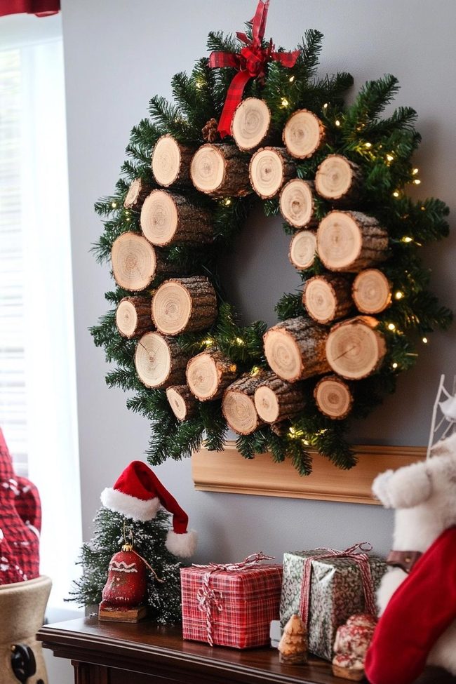 Wooden Slice Circle Wreath