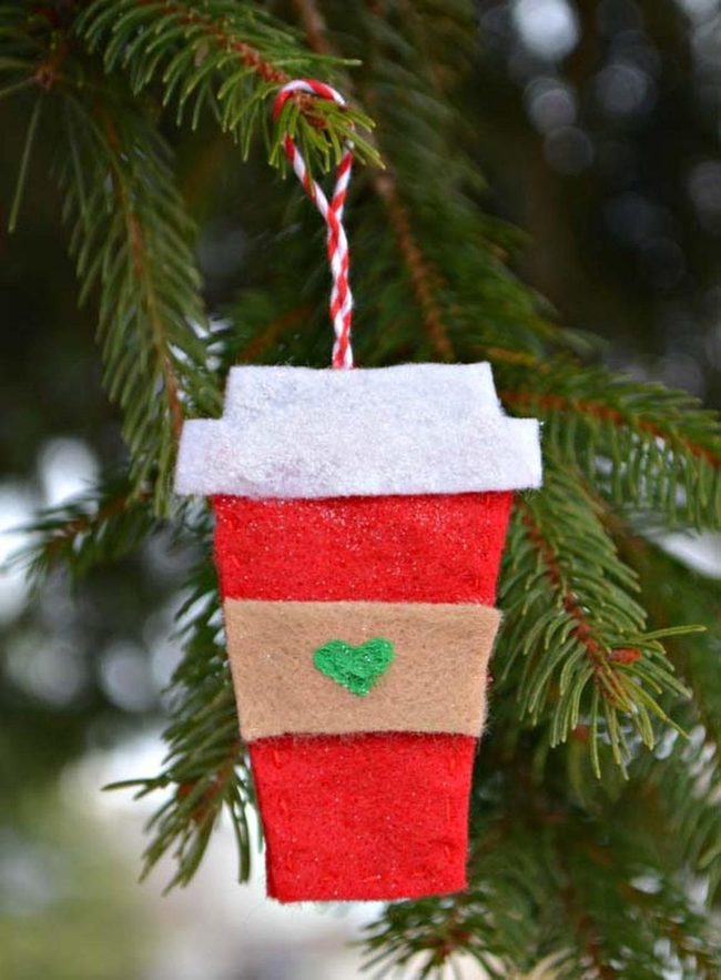 Felt Coffee Cup Ornaments Handmade