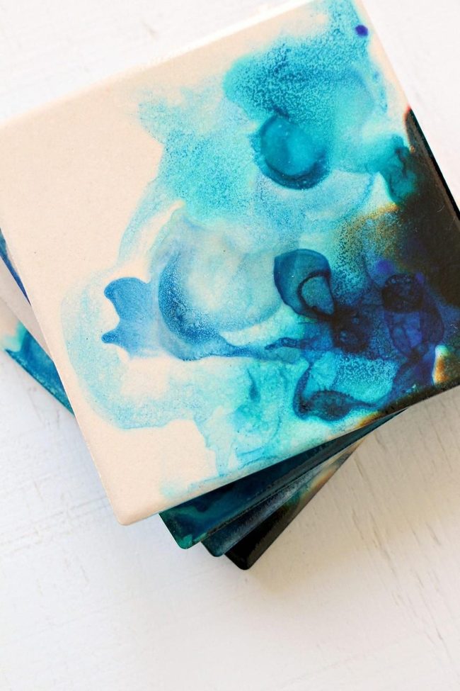 Blue Watercolor Tiles Glossy