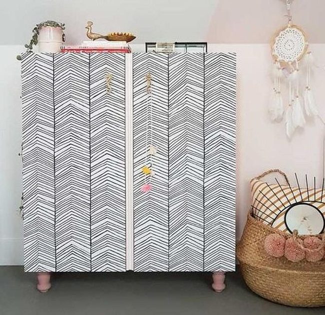 Black And White Chevron Cabinet Pink Legs