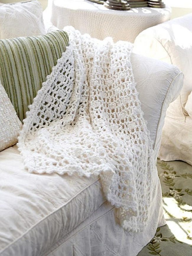 Chunky Knit Throw And Green Stripes