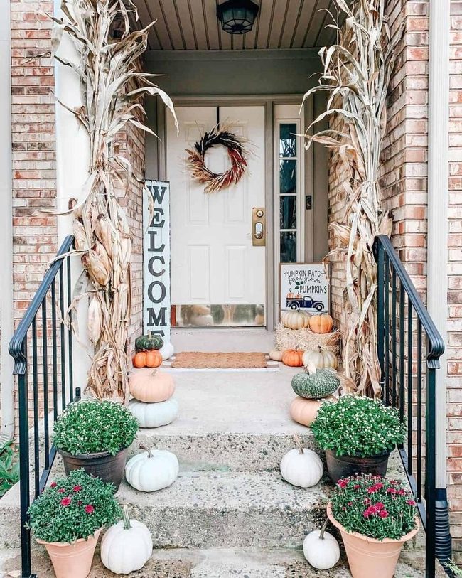 Off-White Door, Autumn Wreath Statement