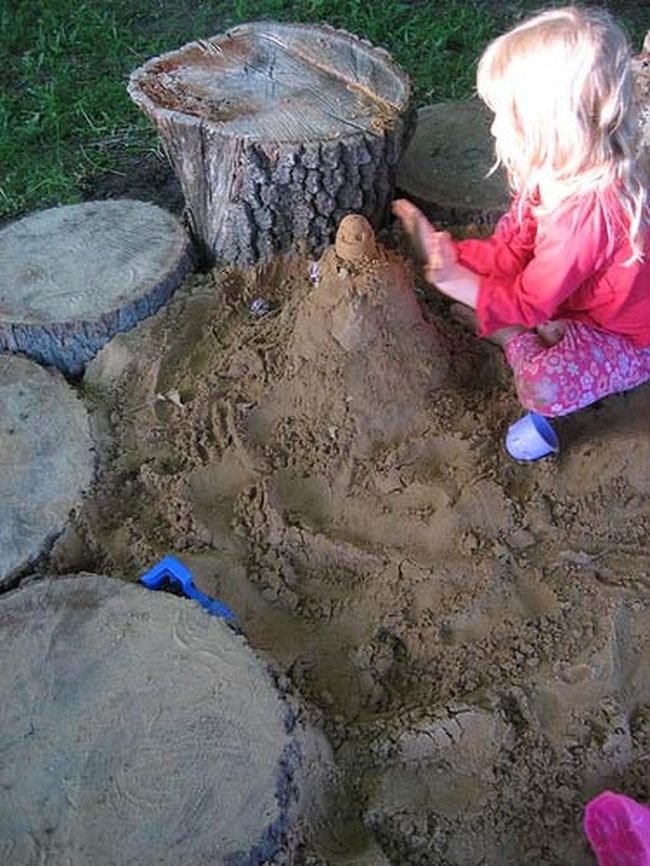 Wooden Stump Sandbox For Kids