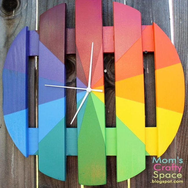 Rainbow Wood Slat Timepiece