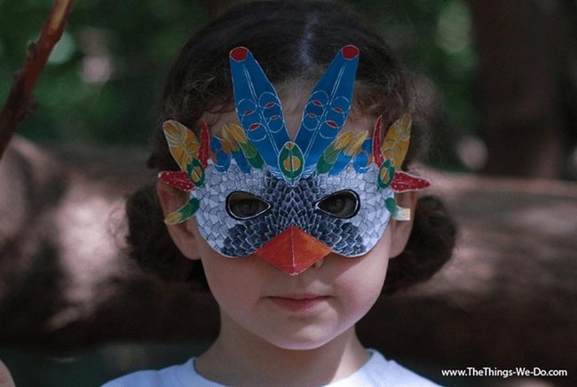 Handcrafted Feather Masks In Rainbow