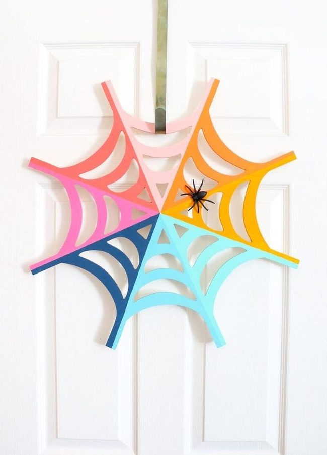 Neon Spider Web Door Decal