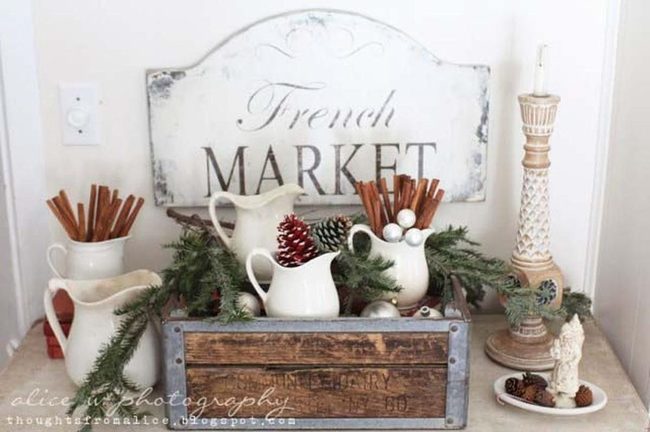 Cinnamon Sticks And Evergreen Farmhouse Table