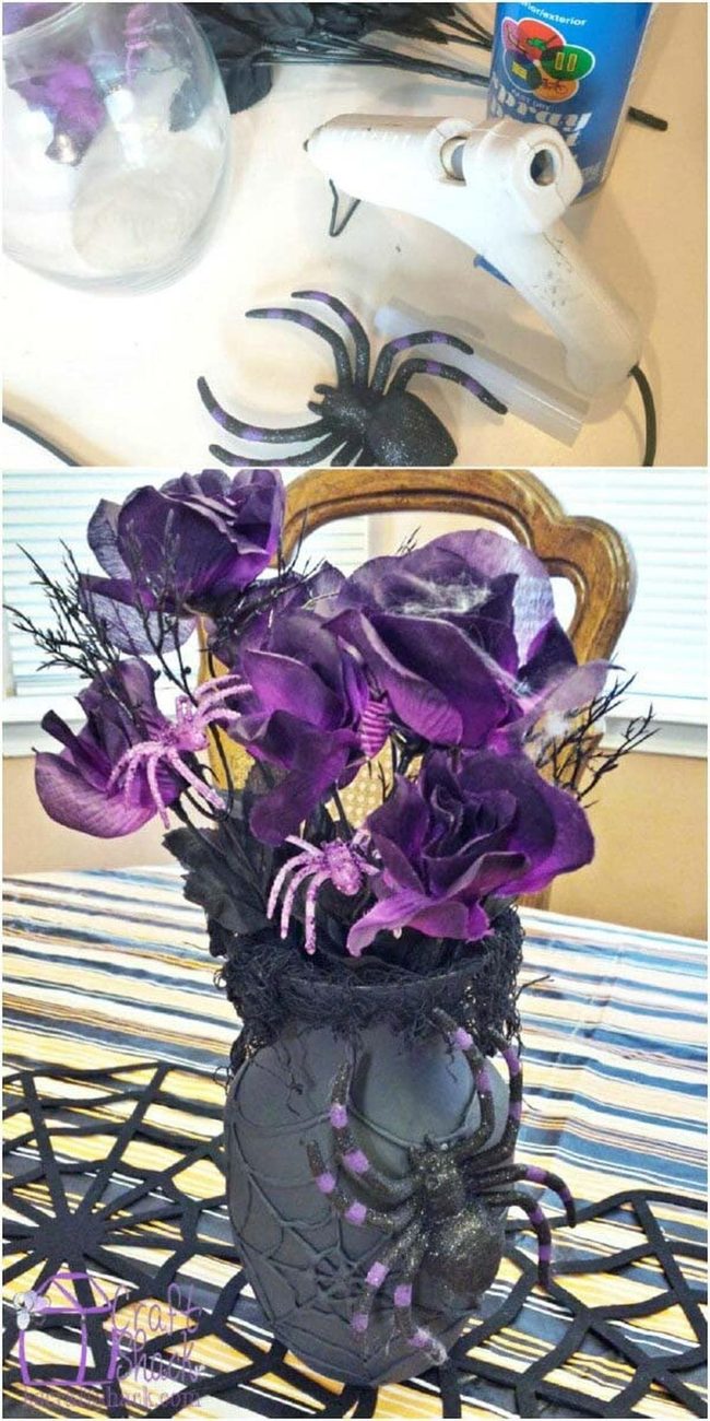 Black Spider Vase Centerpiece