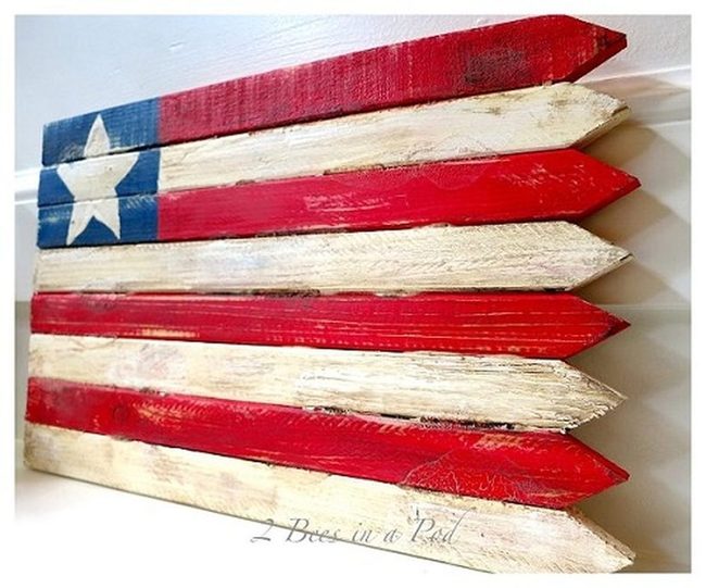 Wooden Patriotic Flag Stakes