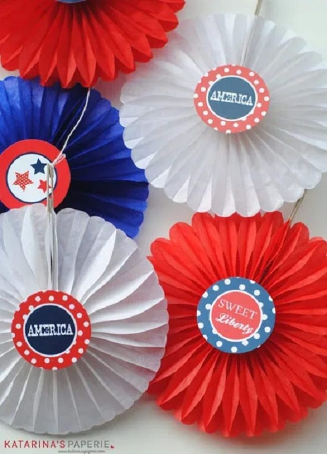 Red White Blue Paper Rosettes