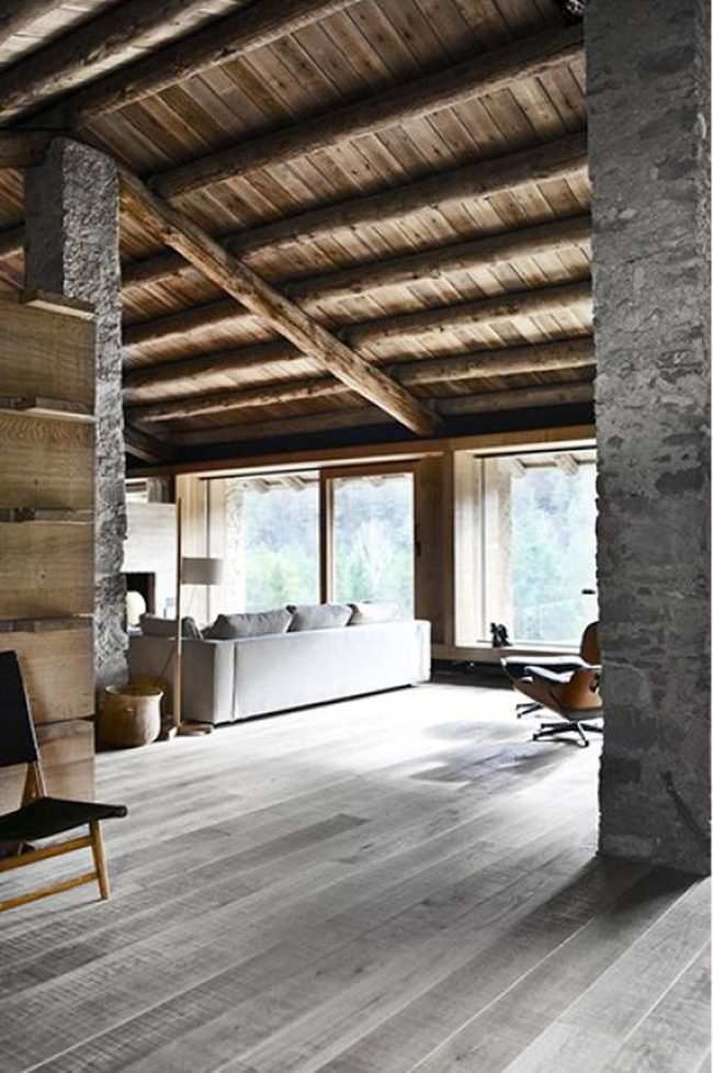 Exposed Wood Beams Stone Walls