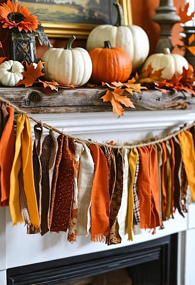 Autumn Fabric Strip Bunting