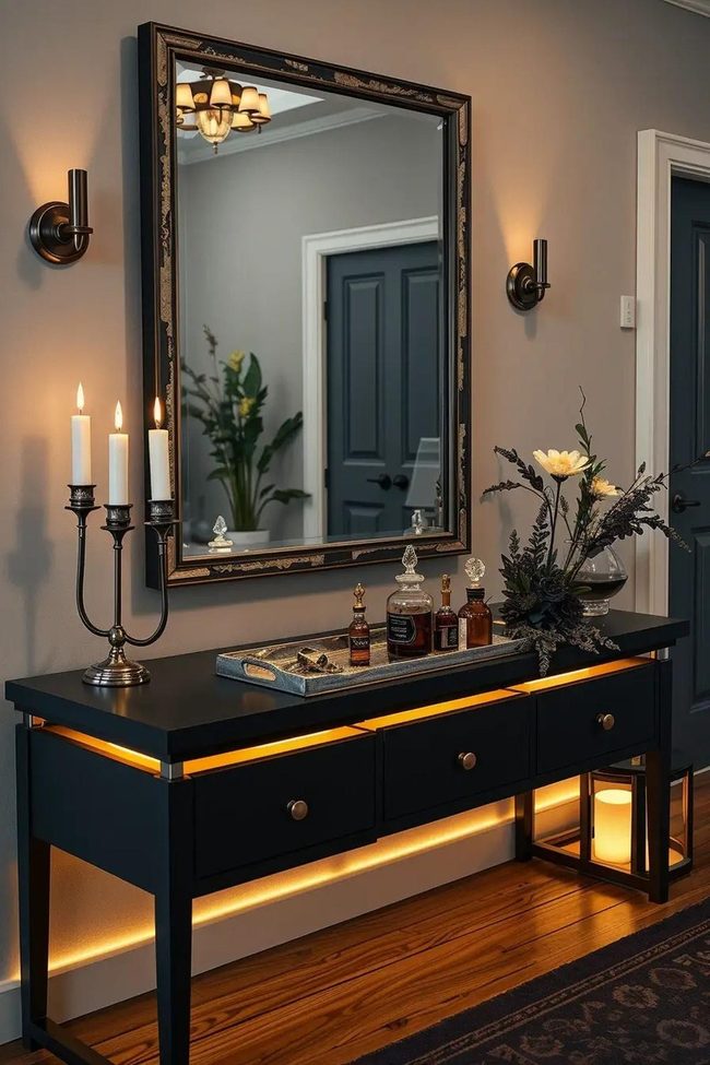 Black Console with Skeleton Keys