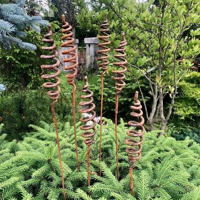 Weathered Iron Garden Spirals