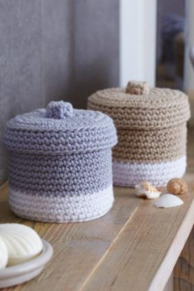 Chunky Knit Storage Baskets Wood