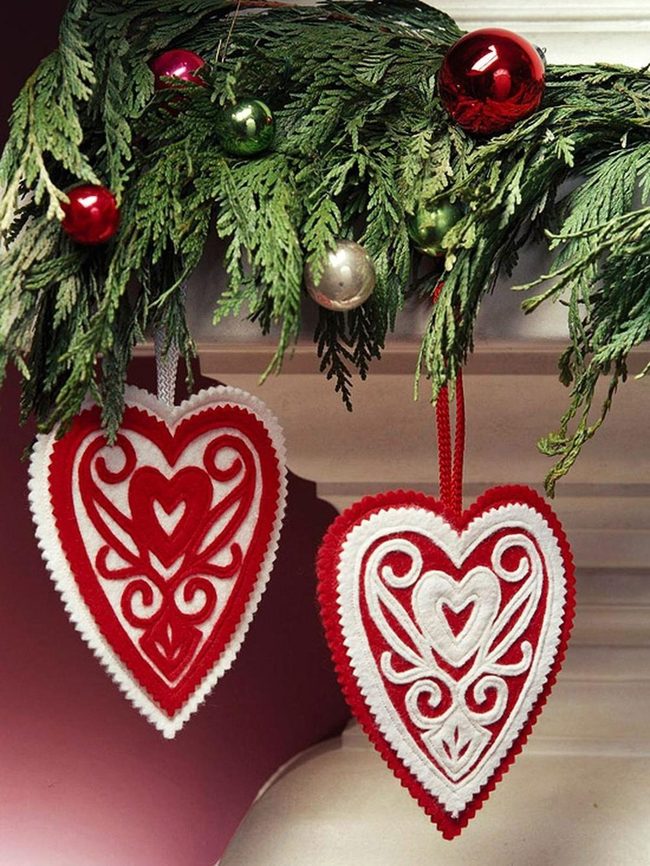 Heart-Shaped Red Ornaments Pine