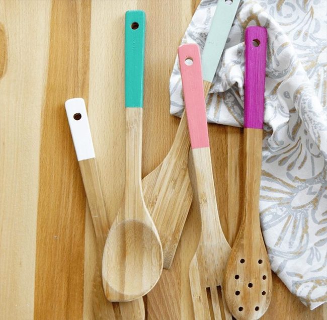 Painted Kitchen Spoons Colorful Collection