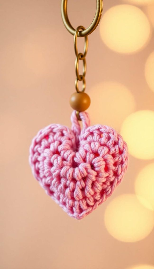 Yarn Heart Keychain Charm