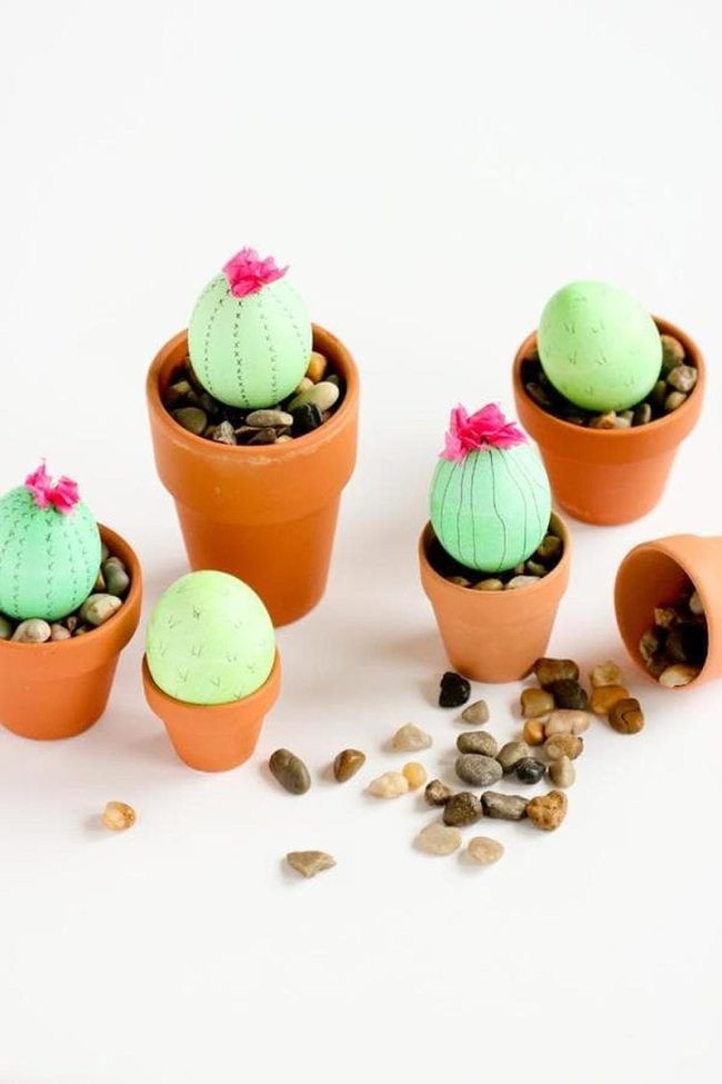 Spiky Green Cacti Easter Eggs