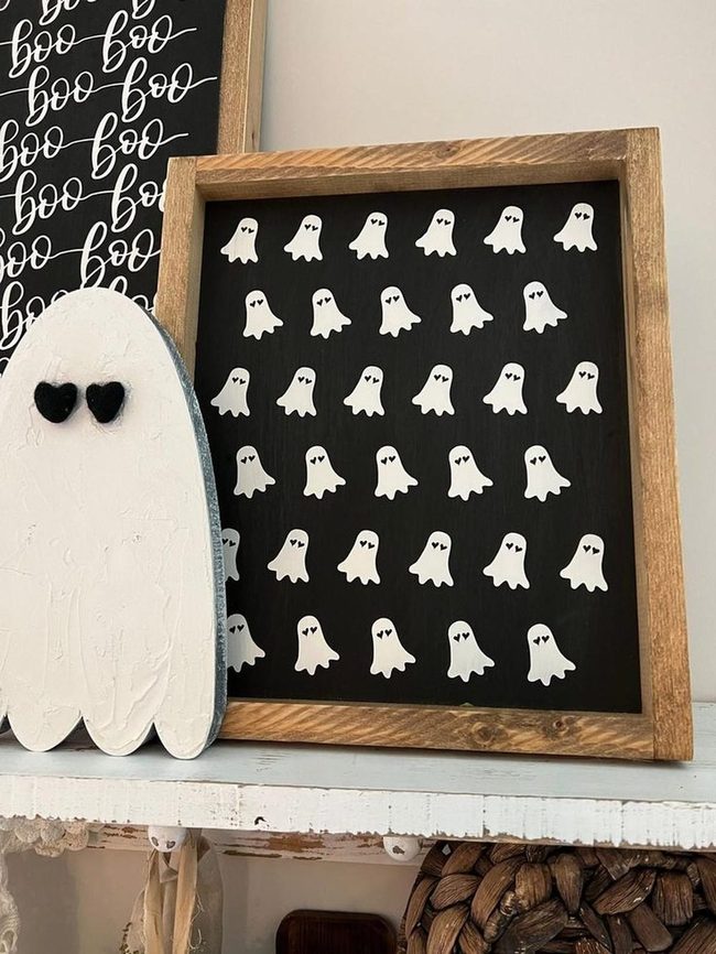 White Ghosts Dark Frame Shelf