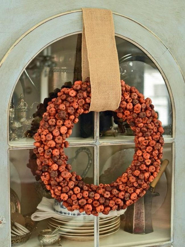 Orange Pumpkin Burlap Wreath