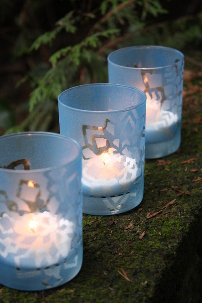 White Geometric Glass Candlelight