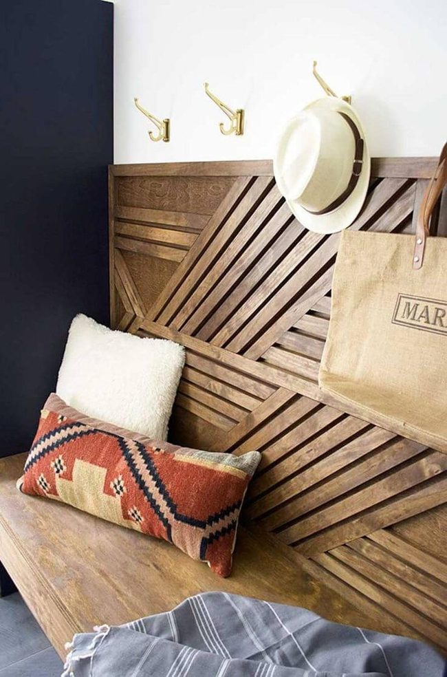 Geometric Patterned Wood Bench