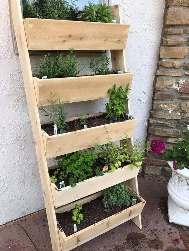 Stacked Wood Herb Tower