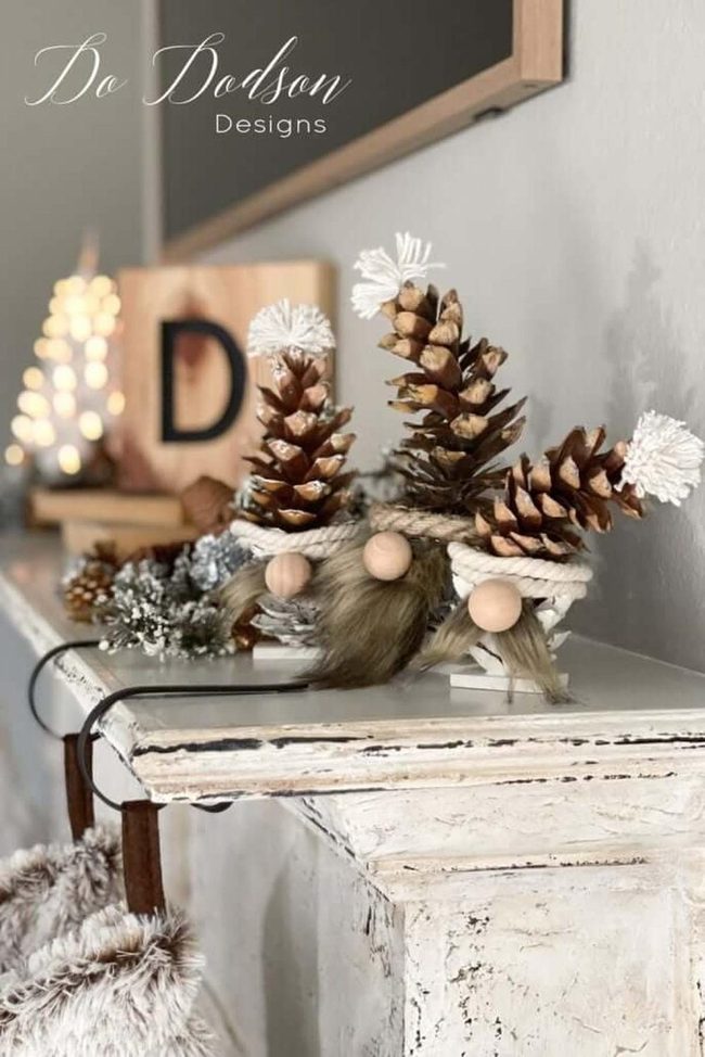 Pinecone Gnomes With Fur Beards