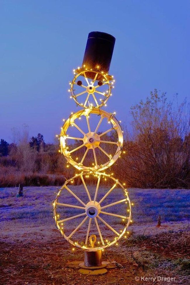 Vintage Wheels Glowing Garden Art
