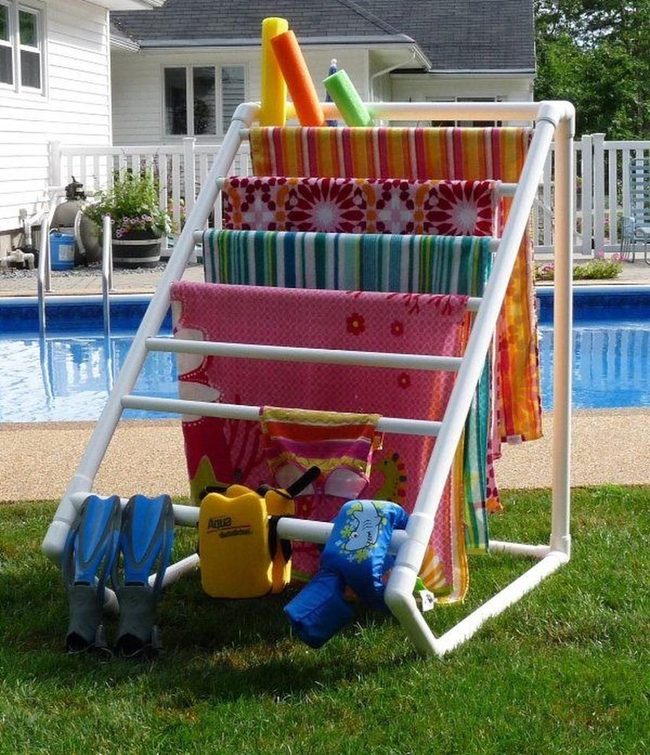 White Pvc Poolside Towel Rack