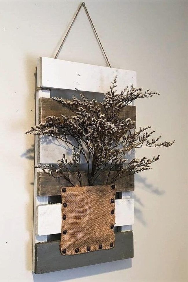 Reclaimed Wood And Dried Flowers Wall Art