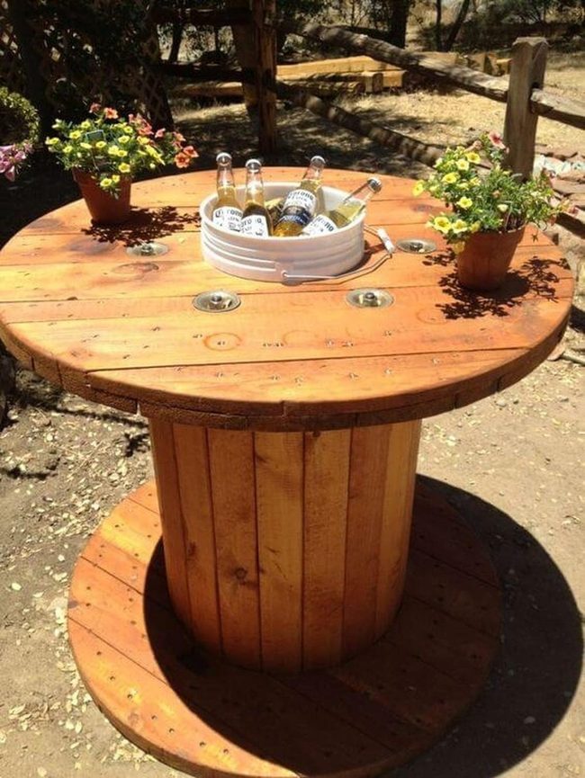 Reclaimed Wood Spool Table