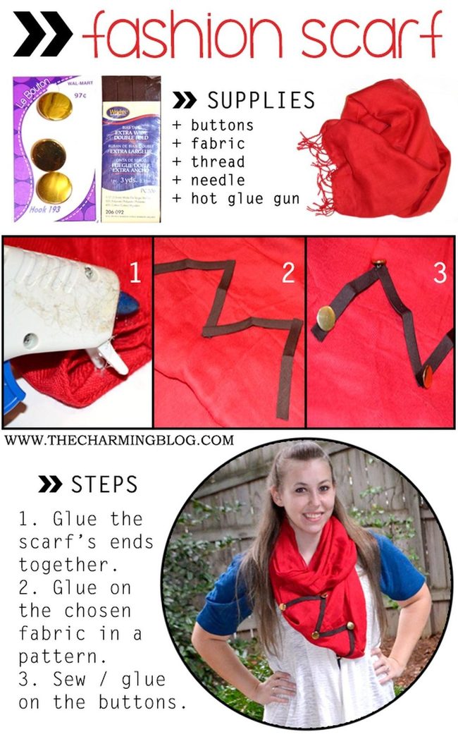 Red Scarves With Gold Button Details