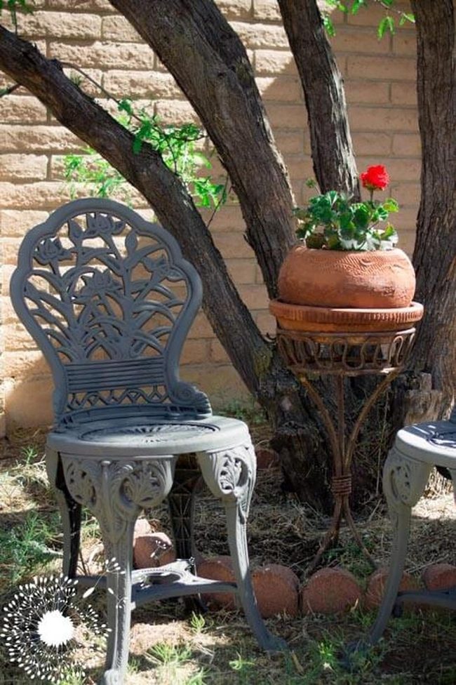 Gray Painted Plastic Patio Chairs