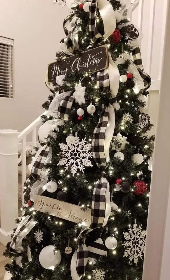 Black Plaid Ribbons, White Sparkle