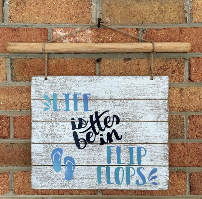 Whitewashed Wood Beach Message