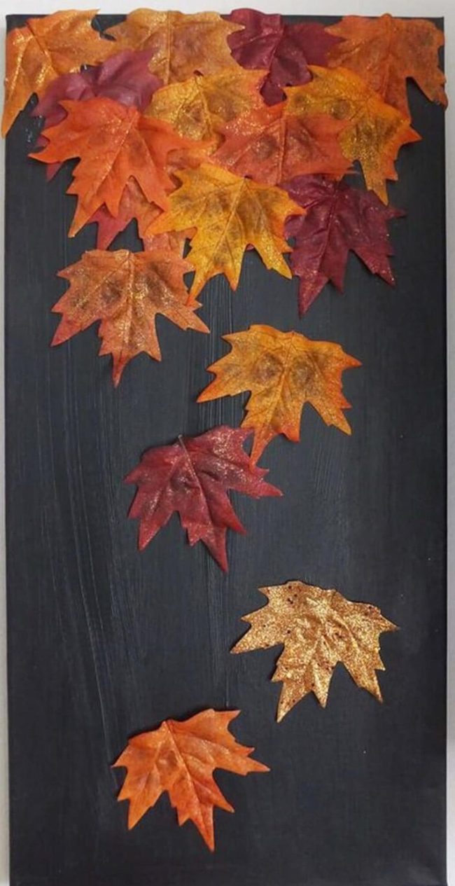 Golden Leaves Against Black