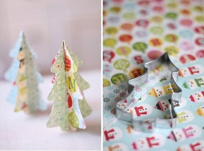 Miniature Paper Trees With Red And Green