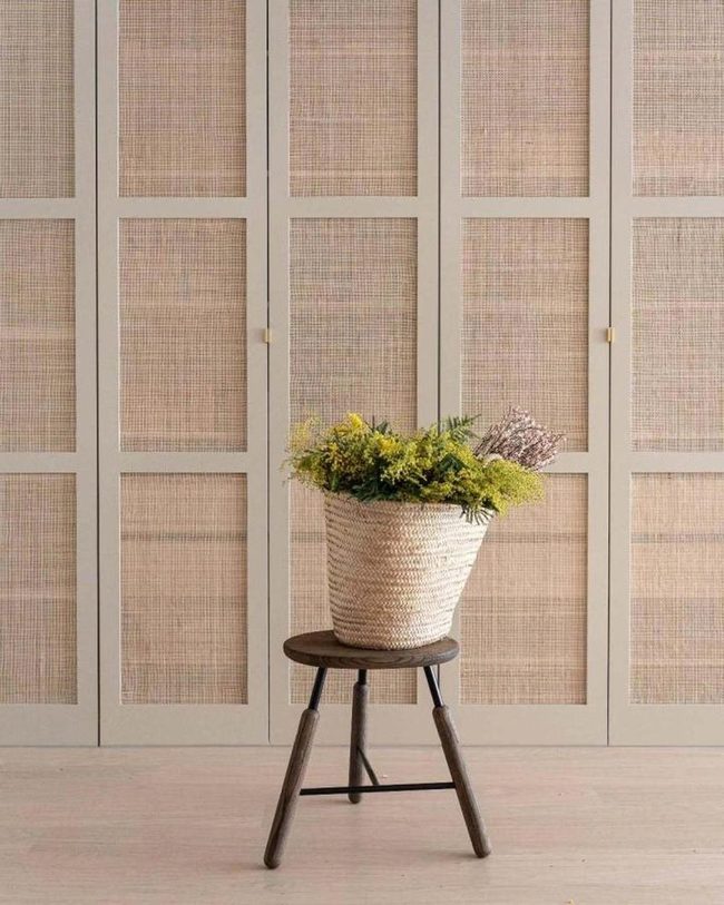 Woven Cane Cabinet Doors Beige