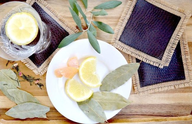 Wooden Table With Lemon Accents