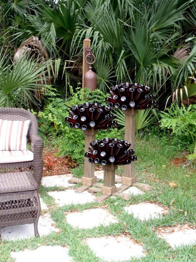 Glass Bottle Trees Garden Display