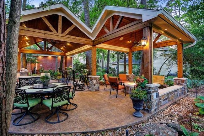 Stamped Concrete Meets Protective Roof