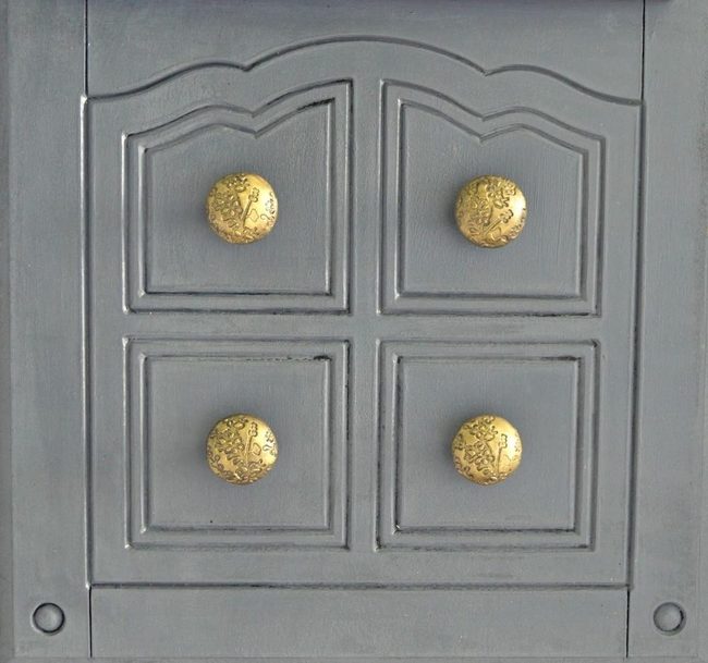 Golden Knobs On Matte Gray