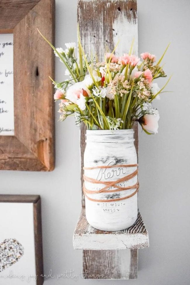 Pastel Flowers In Weathered Wood